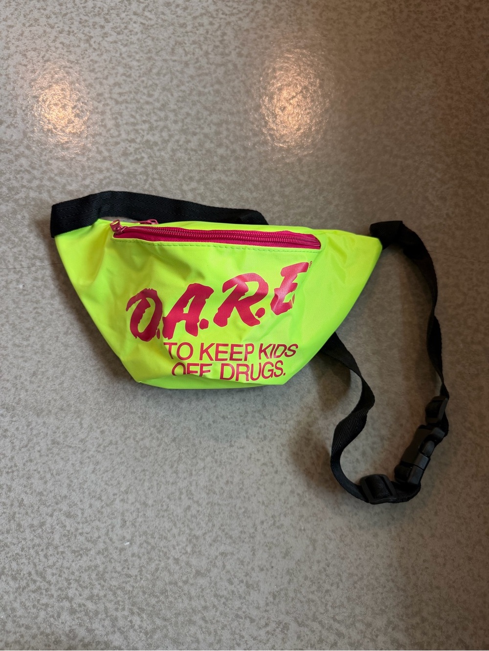 Neon Yellow D.A.R.E. Waist Pack with Pink Zip